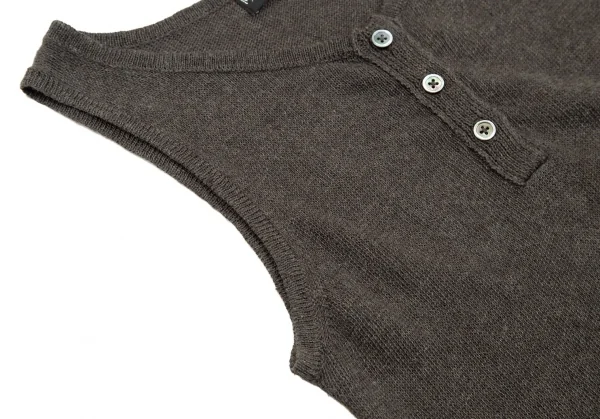 マーガレットハウエルMARGARET HOWELL リネンコットンヘンリーネックニットタンクトップ 焦げ茶II K-107196_006