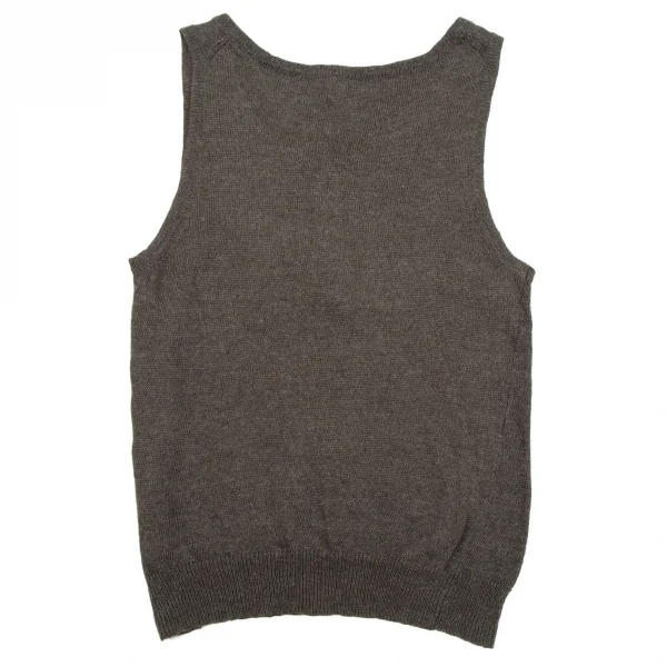 マーガレットハウエルMARGARET HOWELL リネンコットンヘンリーネックニットタンクトップ 焦げ茶II K-107196_009