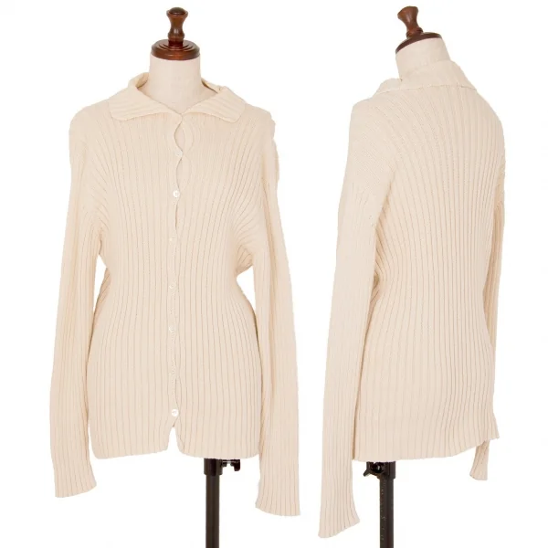 マーガレットハウエルMARGARET HOWELL コットンリブニットカーディガン アイボリーII K-107197_001