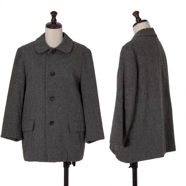 トリココムデギャルソンtricot COMME des GARCONSウールナイロンラウンドカラージャケット グレーM K-107219_001