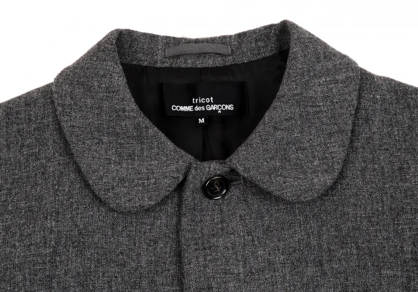 トリココムデギャルソンtricot COMME des GARCONSウールナイロンラウンドカラージャケット グレーM K-107219_003
