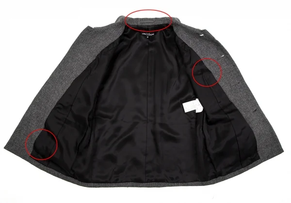 トリココムデギャルソンtricot COMME des GARCONSウールナイロンラウンドカラージャケット グレーM K-107219_009