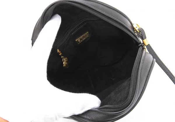 グッチGUCCI オールドグッチレザーショルダーラウンドバッグ 黒 K-107226_009