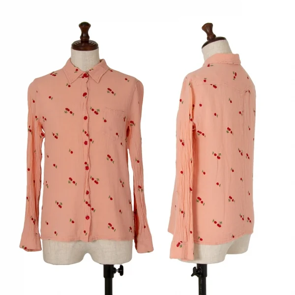 ヒステリックグラマーHYSTERIC GLAMOUR チェリー刺繍シャツ ピンクFREE K-107227_001