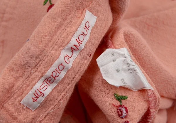 ヒステリックグラマーHYSTERIC GLAMOUR チェリー刺繍シャツ ピンクFREE K-107227_015