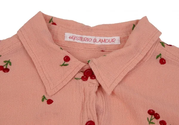 ヒステリックグラマーHYSTERIC GLAMOUR チェリー刺繍シャツ ピンクFREE K-107227_003