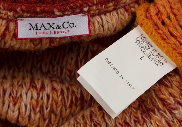 マックスアンドコーMAX&Co ローゲージミックスニットカーディガン オレンジベージュL K-107234_012