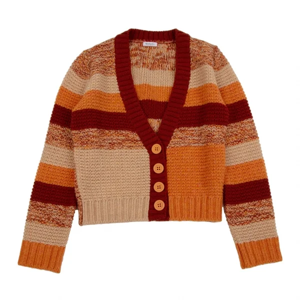 マックスアンドコーMAX&Co ローゲージミックスニットカーディガン オレンジベージュL K-107234_002