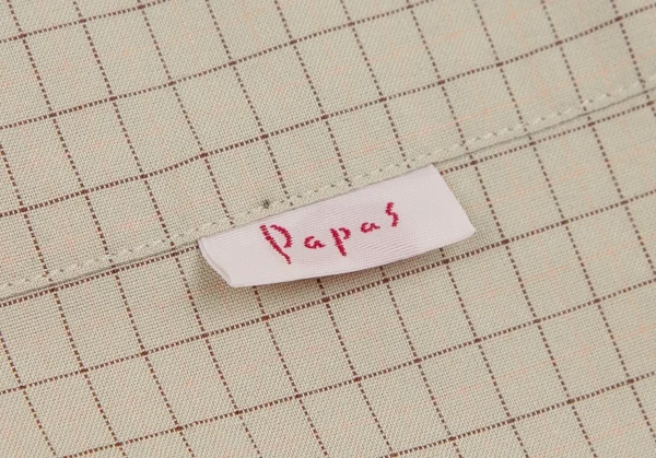 パパスPapas コットン格子チェックプルオーバー半袖シャツ ベージュ48M K-107243_007