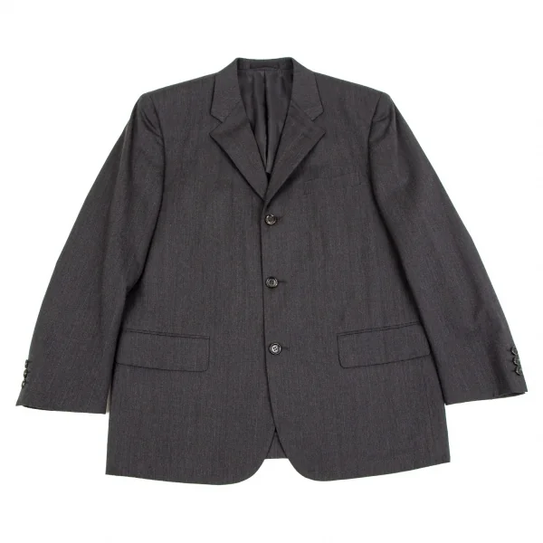 コムデギャルソン オムCOMME des GARCONS HOMME ウールチョークストライプ3Bジャケット グレーS K-107253_001