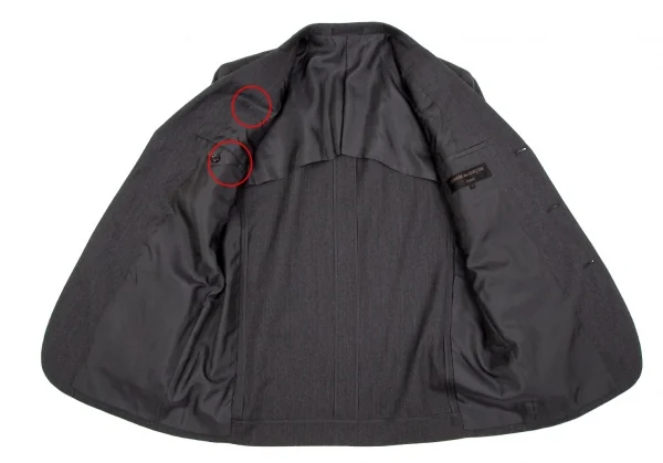 コムデギャルソン オムCOMME des GARCONS HOMME ウールチョークストライプ3Bジャケット グレーS K-107253_012