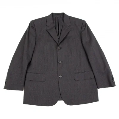 コムデギャルソン オムCOMME des GARCONS HOMME ウールチョークストライプ3Bジャケット グレー