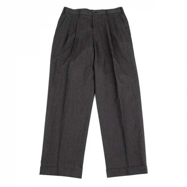 コムデギャルソン オムCOMME des GARCONS HOMME ウールチョークストライプテーパードパンツ グレーS K-107254_001