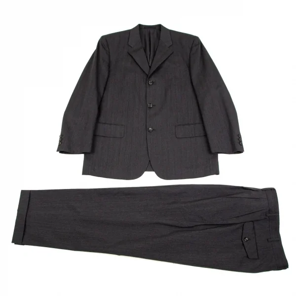 コムデギャルソン オムCOMME des GARCONS HOMME ウールチョークストライプテーパードパンツ グレーS K-107254_012
