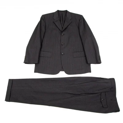 コムデギャルソン オムCOMME des GARCONS HOMME ウールチョークストライプセットアップスーツ グレー