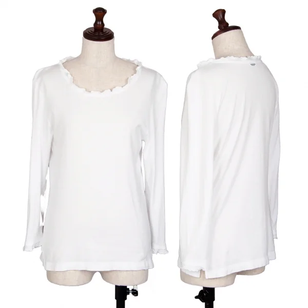 マドモアゼルノンノンMademoiselle NON NONレーヨンコットンフリルカットソー 白M K-107275_001