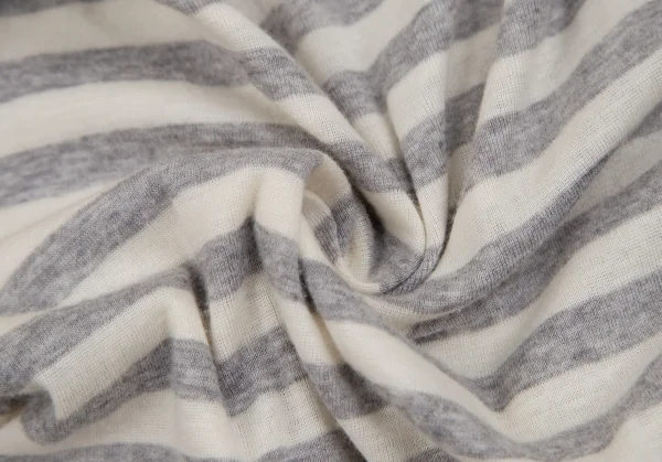 マドモアゼルノンノンMademoiselle NON NON コットンタートルネックボーダーカットソー グレー生成りM位 K-107276_011