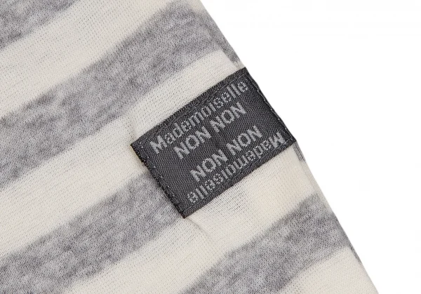 マドモアゼルノンノンMademoiselle NON NON コットンタートルネックボーダーカットソー グレー生成りM位 K-107276_005