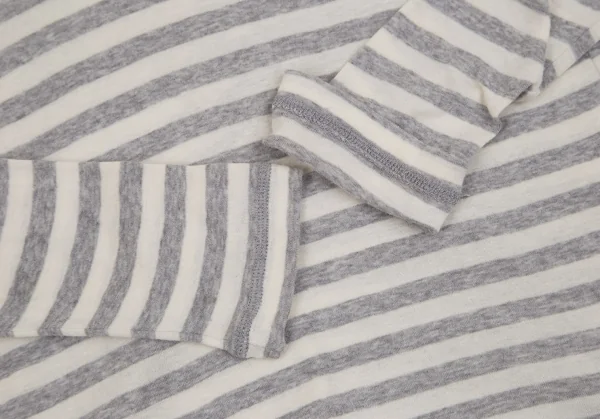 マドモアゼルノンノンMademoiselle NON NON コットンタートルネックボーダーカットソー グレー生成りM位 K-107276_006