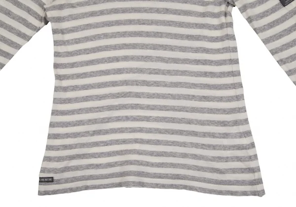 マドモアゼルノンノンMademoiselle NON NON コットンタートルネックボーダーカットソー グレー生成りM位 K-107276_007