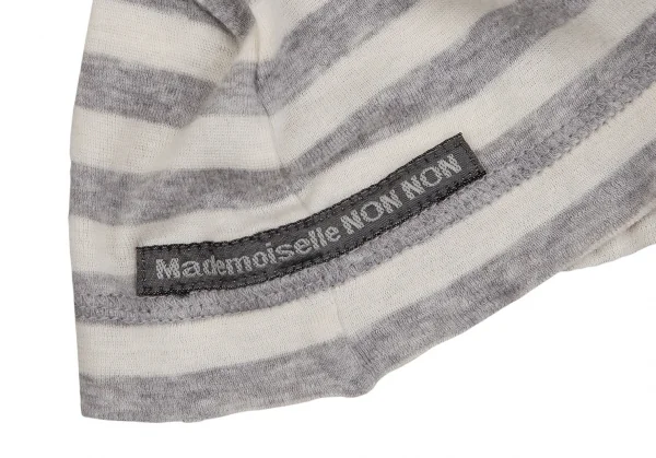 マドモアゼルノンノンMademoiselle NON NON コットンタートルネックボーダーカットソー グレー生成りM位 K-107276_008