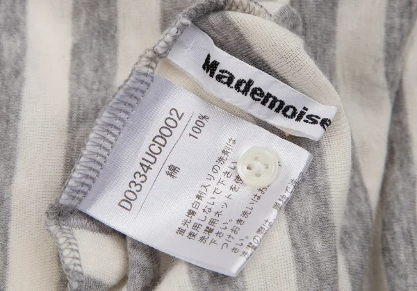 マドモアゼルノンノンMademoiselle NON NON コットンボーダーカットカーディガン グレー生成りM位 K-107277_012