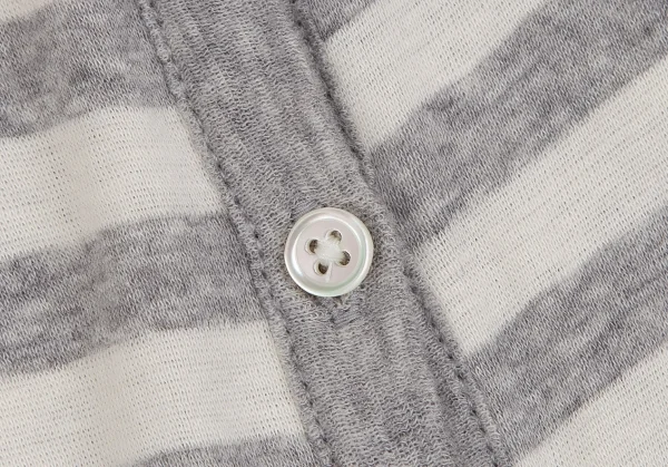 マドモアゼルノンノンMademoiselle NON NON コットンボーダーカットカーディガン グレー生成りM位 K-107277_006