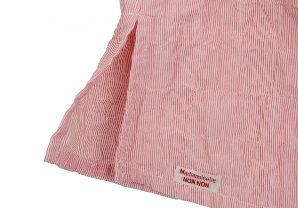 マドモアゼルノンノンMademoiselle NON NONコットンポリタイ付きプリーツピンストライプシャツ ピンクM K-107280_010