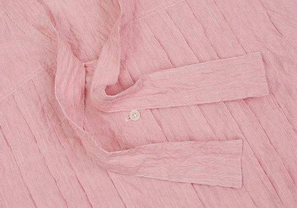 マドモアゼルノンノンMademoiselle NON NONコットンポリタイ付きプリーツピンストライプシャツ ピンクM K-107280_004