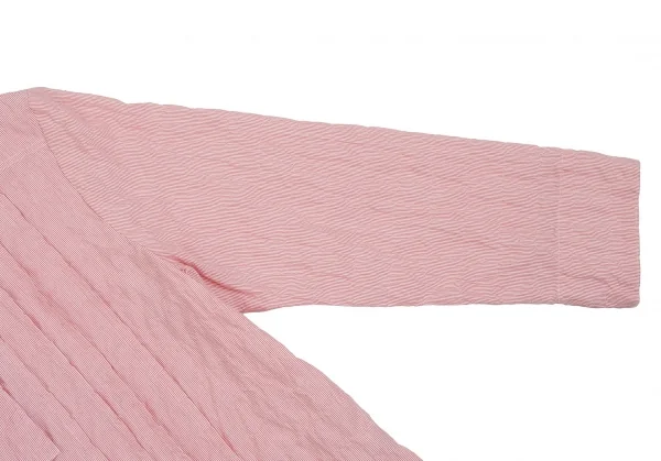 マドモアゼルノンノンMademoiselle NON NONコットンポリタイ付きプリーツピンストライプシャツ ピンクM K-107280_006