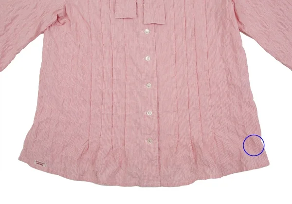 マドモアゼルノンノンMademoiselle NON NONコットンポリタイ付きプリーツピンストライプシャツ ピンクM K-107280_008