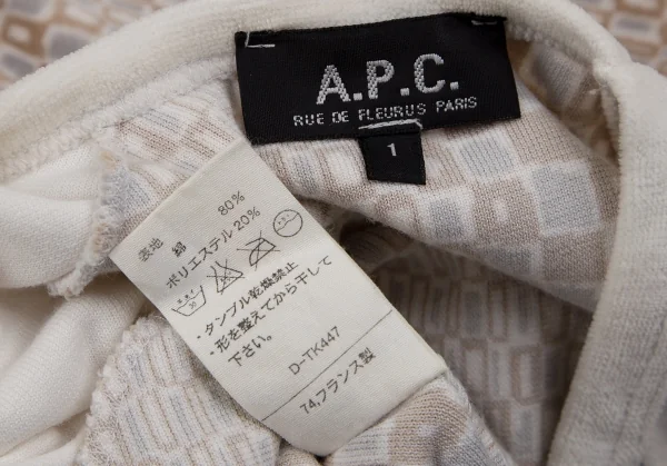 アーペーセーA.P.C. ブロックチェックプリントベロアラグランカットソー オフ1 K-107294_012