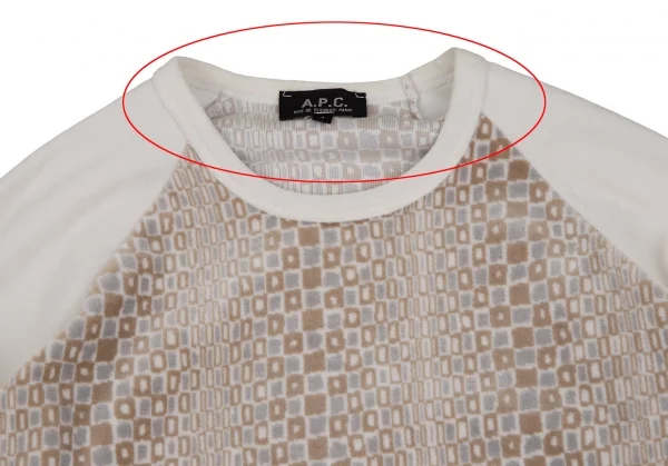 アーペーセーA.P.C. ブロックチェックプリントベロアラグランカットソー オフ1 K-107294_002