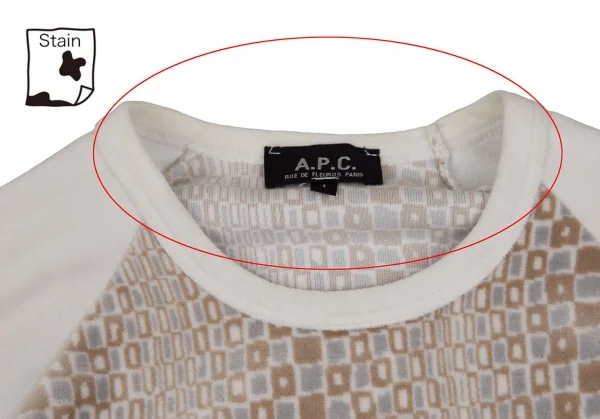 アーペーセーA.P.C. ブロックチェックプリントベロアラグランカットソー オフ1 K-107294_003