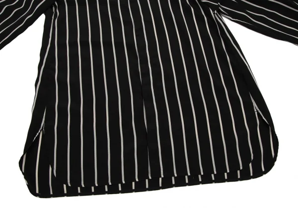 タケシコウサカバイ ワイズ ピンクレーベルTAKESHI KOSAKA by Y's Pink Label フロントドレープストールストライプブラウス 黒2 K-107296_011