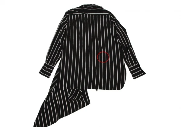 タケシコウサカバイ ワイズ ピンクレーベルTAKESHI KOSAKA by Y's Pink Label フロントドレープストールストライプブラウス 黒2 K-107296_015