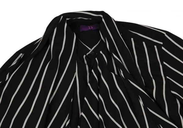 タケシコウサカバイ ワイズ ピンクレーベルTAKESHI KOSAKA by Y's Pink Label フロントドレープストールストライプブラウス 黒2 K-107296_003