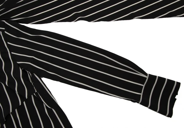 タケシコウサカバイ ワイズ ピンクレーベルTAKESHI KOSAKA by Y's Pink Label フロントドレープストールストライプブラウス 黒2 K-107296_007