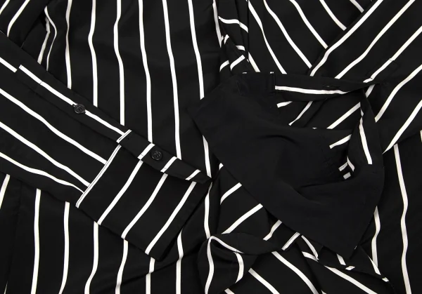 タケシコウサカバイ ワイズ ピンクレーベルTAKESHI KOSAKA by Y's Pink Label フロントドレープストールストライプブラウス 黒2 K-107296_008