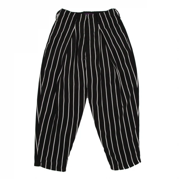 タケシコウサカバイ ワイズ ピンクレーベルTAKESHI KOSAKA by Y's Pink Label ストライプタックテーパードパンツ 黒1 K-107297_001