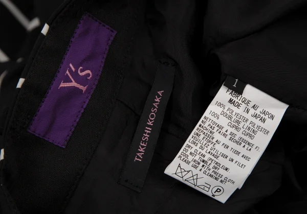 タケシコウサカバイ ワイズ ピンクレーベルTAKESHI KOSAKA by Y's Pink Label ストライプタックテーパードパンツ 黒1 K-107297_015