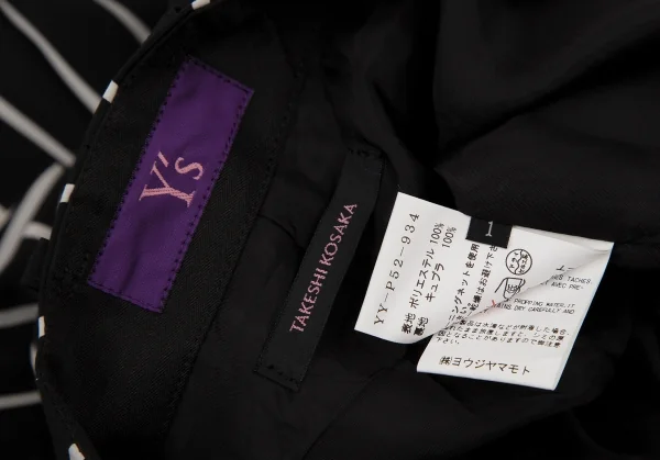 タケシコウサカバイ ワイズ ピンクレーベルTAKESHI KOSAKA by Y's Pink Label ストライプタックテーパードパンツ 黒1 K-107297_016