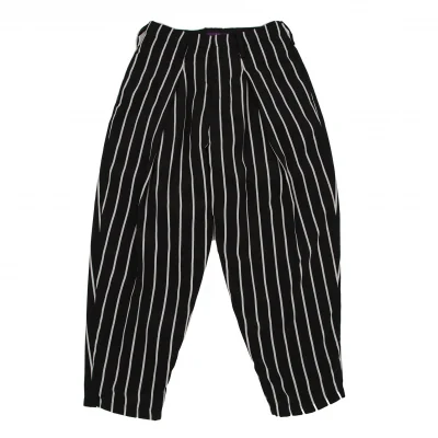 タケシコウサカバイ ワイズ ピンクレーベルTAKESHI KOSAKA by Y's Pink Label ストライプタックテーパードパンツ 黒