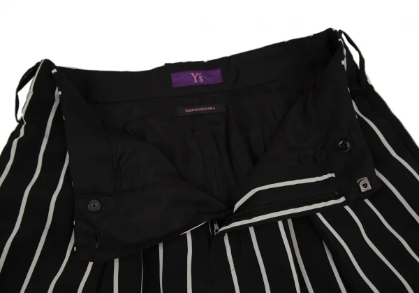 タケシコウサカバイ ワイズ ピンクレーベルTAKESHI KOSAKA by Y's Pink Label ストライプタックテーパードパンツ 黒1 K-107297_004