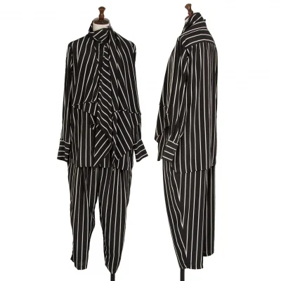 タケシコウサカバイ ワイズ ピンクレーベルTAKESHI KOSAKA by Y's Pink Label ストライプドレープセットアップ 黒