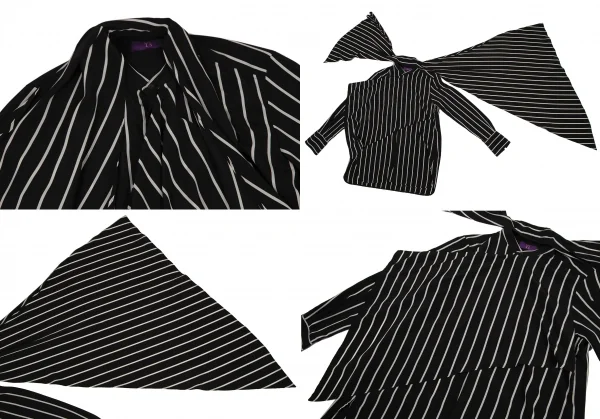 タケシコウサカバイ ワイズ ピンクレーベルTAKESHI KOSAKA by Y's Pink Label ストライプドレープセットアップ 黒2・1 K-107298_004