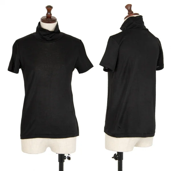 ヨウジヤマモト ファムYohji Yamamoto FEMMEコットンナイロンハイネックTシャツ 黒M K-107299_001