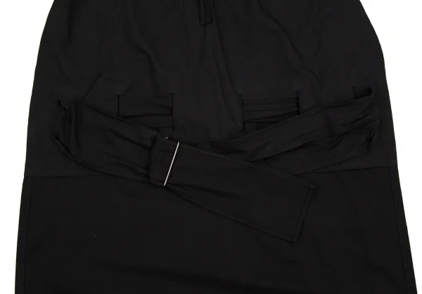 ヨウジヤマモト ファムYohji Yamamoto FEMME コットン前掛けベルテッドワンピース 黒2 K-107300_014
