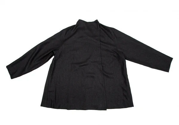 ジュンココシノJUNKO KOSHINO ポリドレープボタンレスジャケット 黒L位 K-107320_002