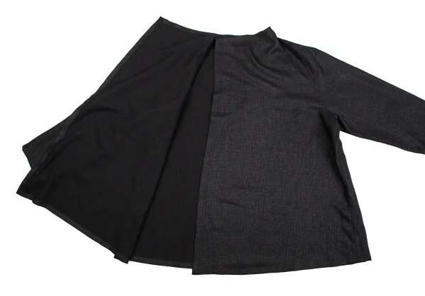 ジュンココシノJUNKO KOSHINO ポリドレープボタンレスジャケット 黒L位 K-107320_008